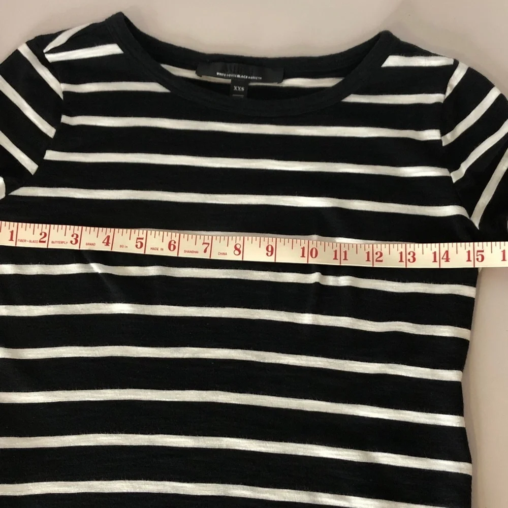 White House Black Market Striped Long Sleeve Tee with Gold Accent Buttons XXS